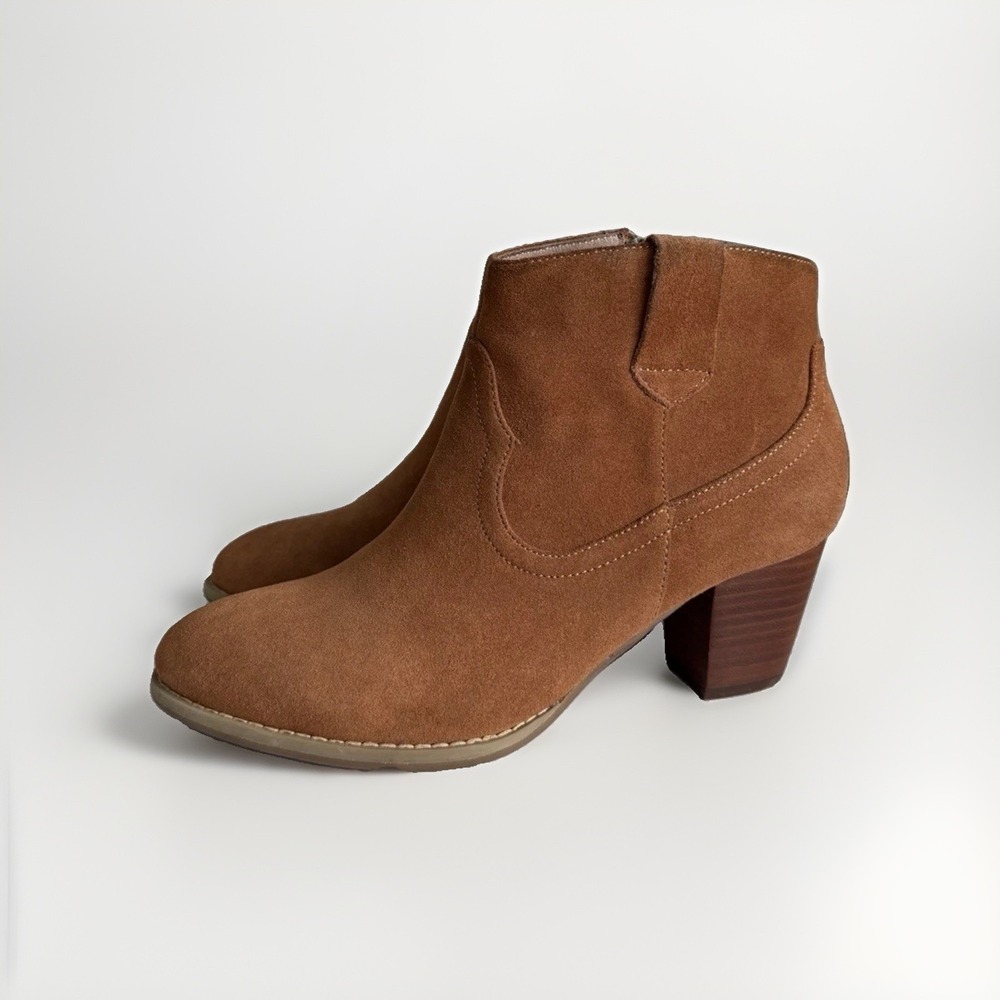 Vionic Windom Tan Suede Western Ankle Boots Women's US 7